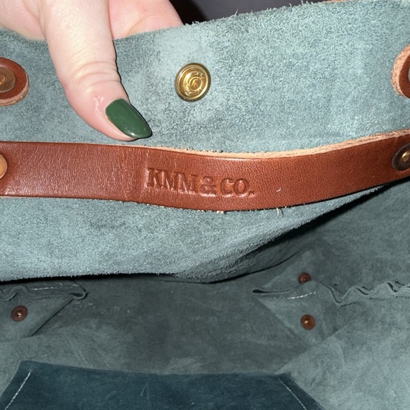 KMM & Co. MINI TOTE BAG ATLANTIC BLUE LEATHER CROSSBODY SHOULDER BAG TASSEL EUC - Picture 6 of 16